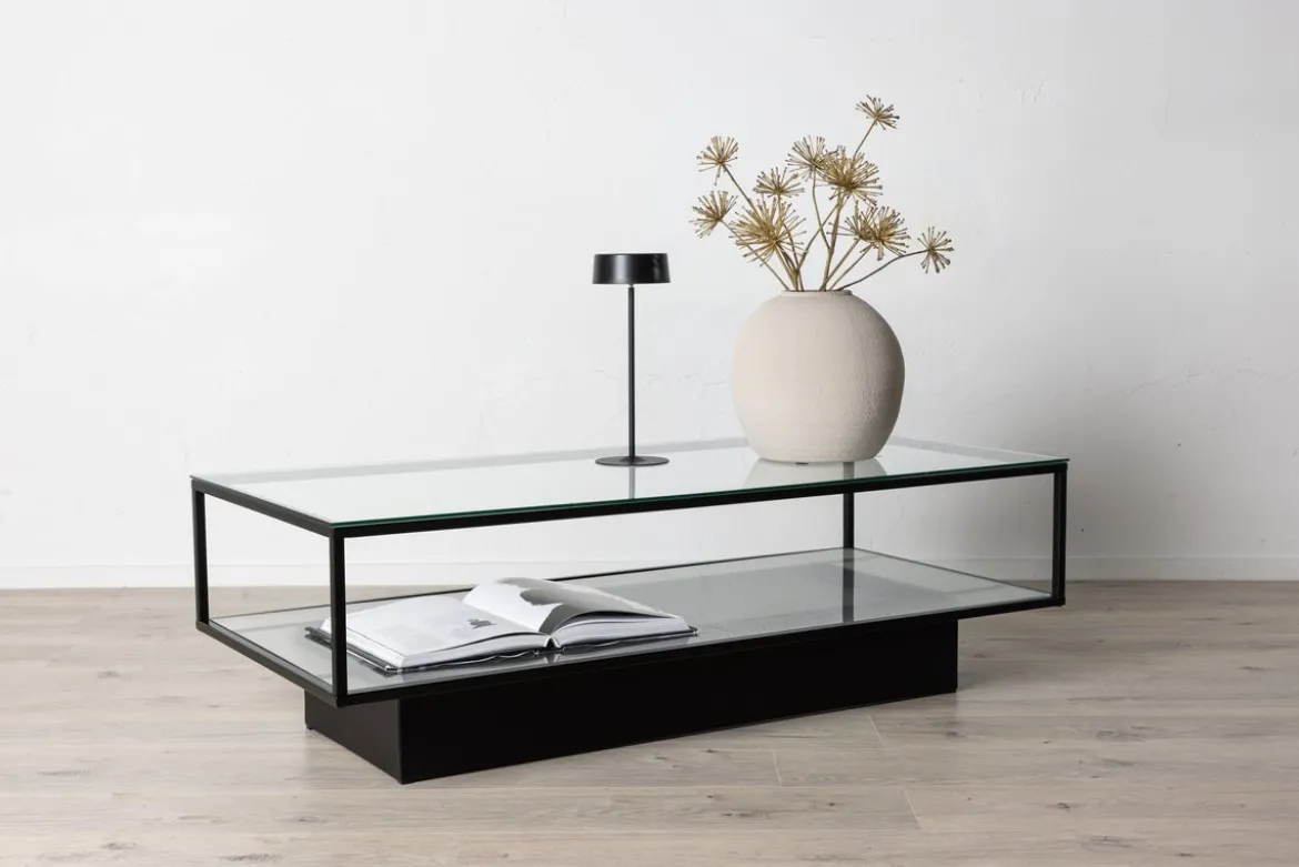 Couchtisch Lanera - mit Glasflächen und Stahlkorpus