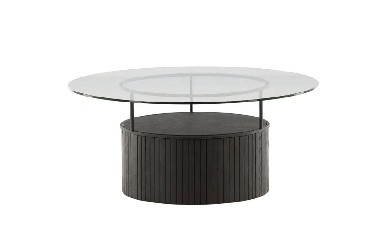 Couchtisch Marty - in Schwarz mit Glasplatte