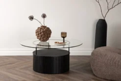 Couchtisch Marty - in Schwarz mit Glasplatte
