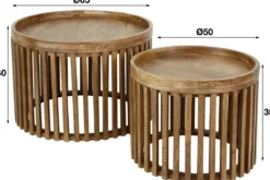 Couchtisch Marula - 2er Set aus Mangoholz mit sandfarbenem Finish