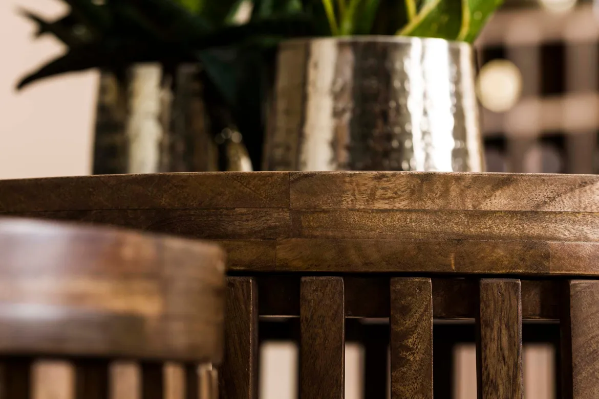 Couchtisch Marula - 2er Set aus Mangoholz mit sandfarbenem Finish