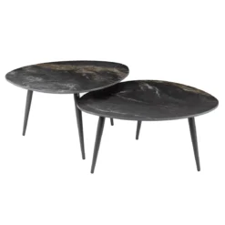 Couchtisch Marvella - 2er Set mit Keramikplatte in Steinoptik