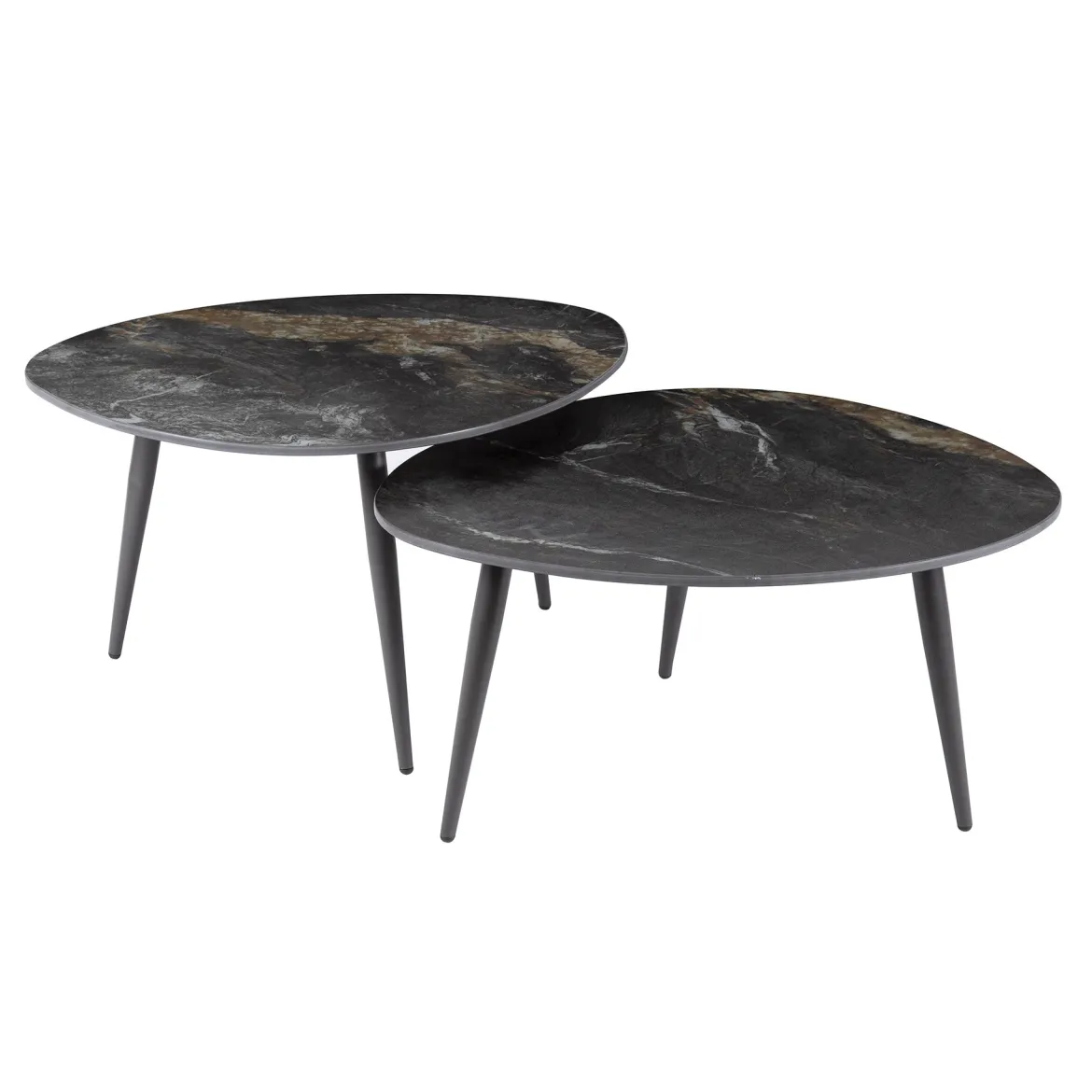 Couchtisch Marvella - 2er Set mit Keramikplatte in Steinoptik