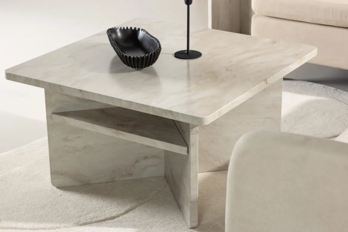 Couchtisch Morma - mit Marmoroptik und Ablagefach