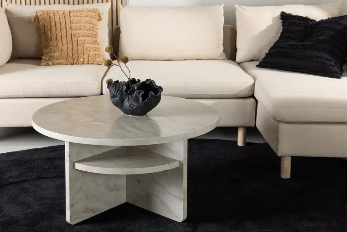 Couchtisch Morma - mit Marmoroptik und Ablagefach