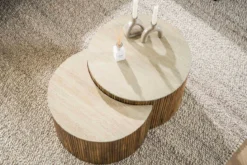 Couchtisch Oruva - 2er Set aus Mangoholz mit Keramik-Tischplatte