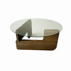 Couchtisch Palvero - mit runder Glasplatte und Kiefernholz