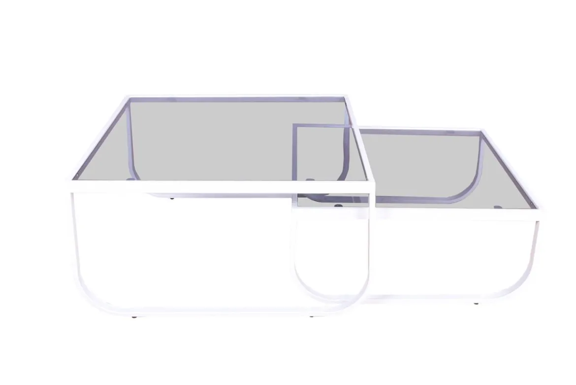 Couchtisch Rondo - zwei Tische mit Glas-Tischplatte