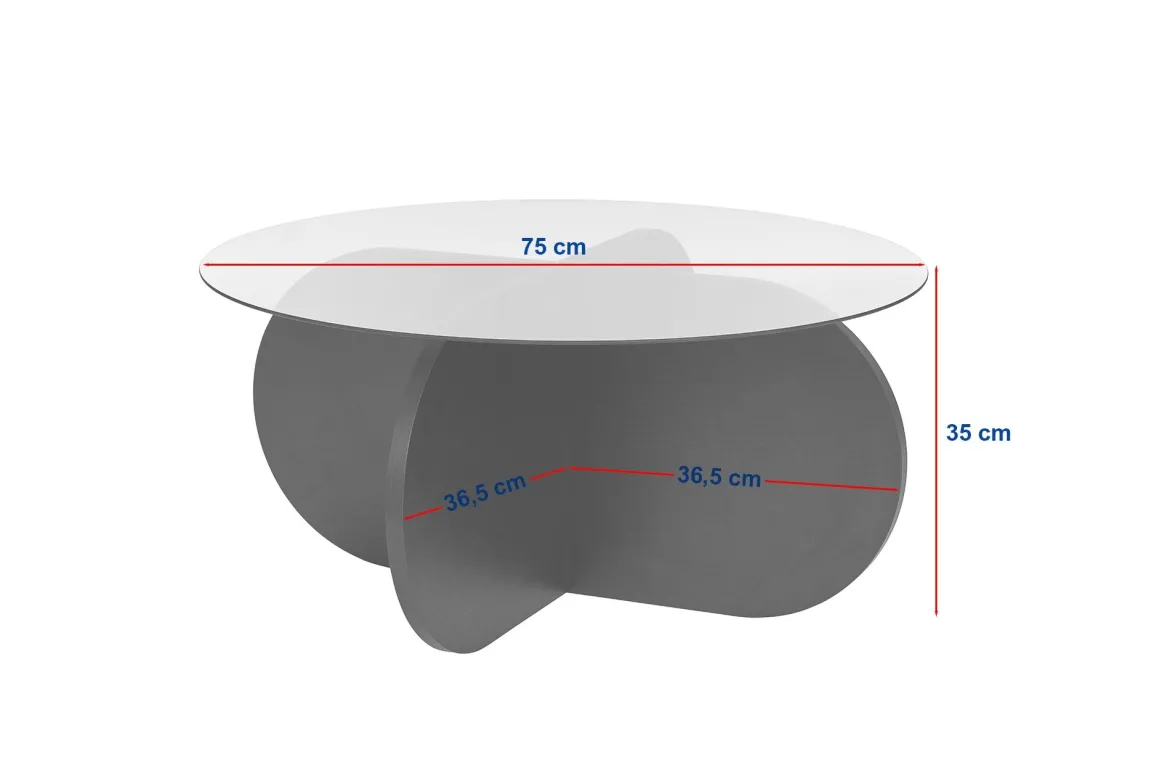 Couchtisch Rovida - mit runder Glasplatte in 2 Varianten