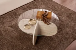 Couchtisch Rovida - mit runder Glasplatte in 2 Varianten