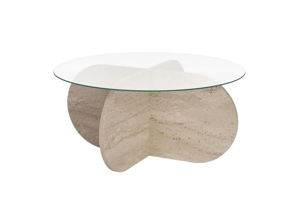 Couchtisch Rovida - mit runder Glasplatte in 2 Varianten
