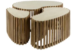 Couchtisch Savara - 3er Set aus Mangoholz mit Keramik-Tischplatte