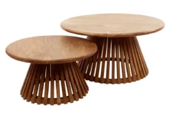 Couchtisch Savira - 2er Set aus Mangoholz mit konischem Tischfuß