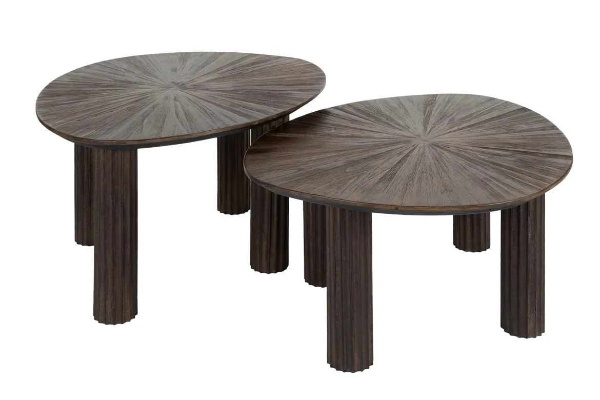 Couchtisch Soluma - 2er Set aus hochwertigem Teakholz im Dreieck-Design