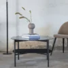 Couchtisch Staffan rund - in schwarz mit Glasplatte
