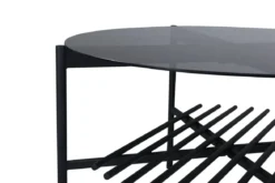 Couchtisch Staffan rund - in schwarz mit Glasplatte