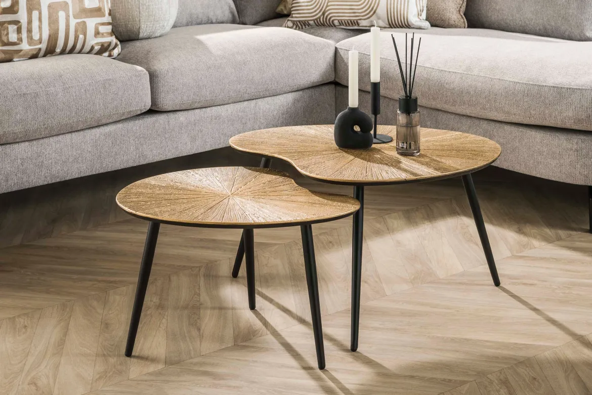 Couchtisch Tavino - 2er Set in Nierenform in der Farbe Antikbronze