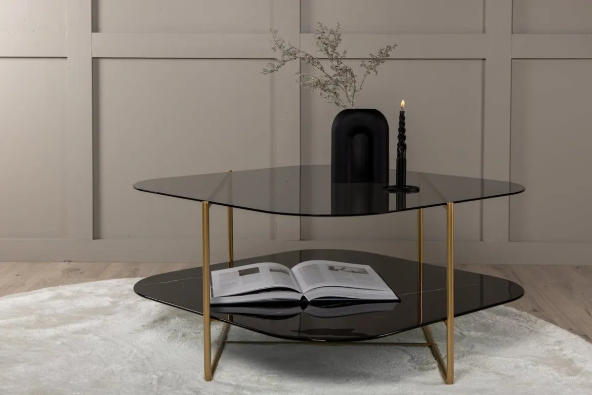 Couchtisch Torben - mit Glas- und Marmorplatte