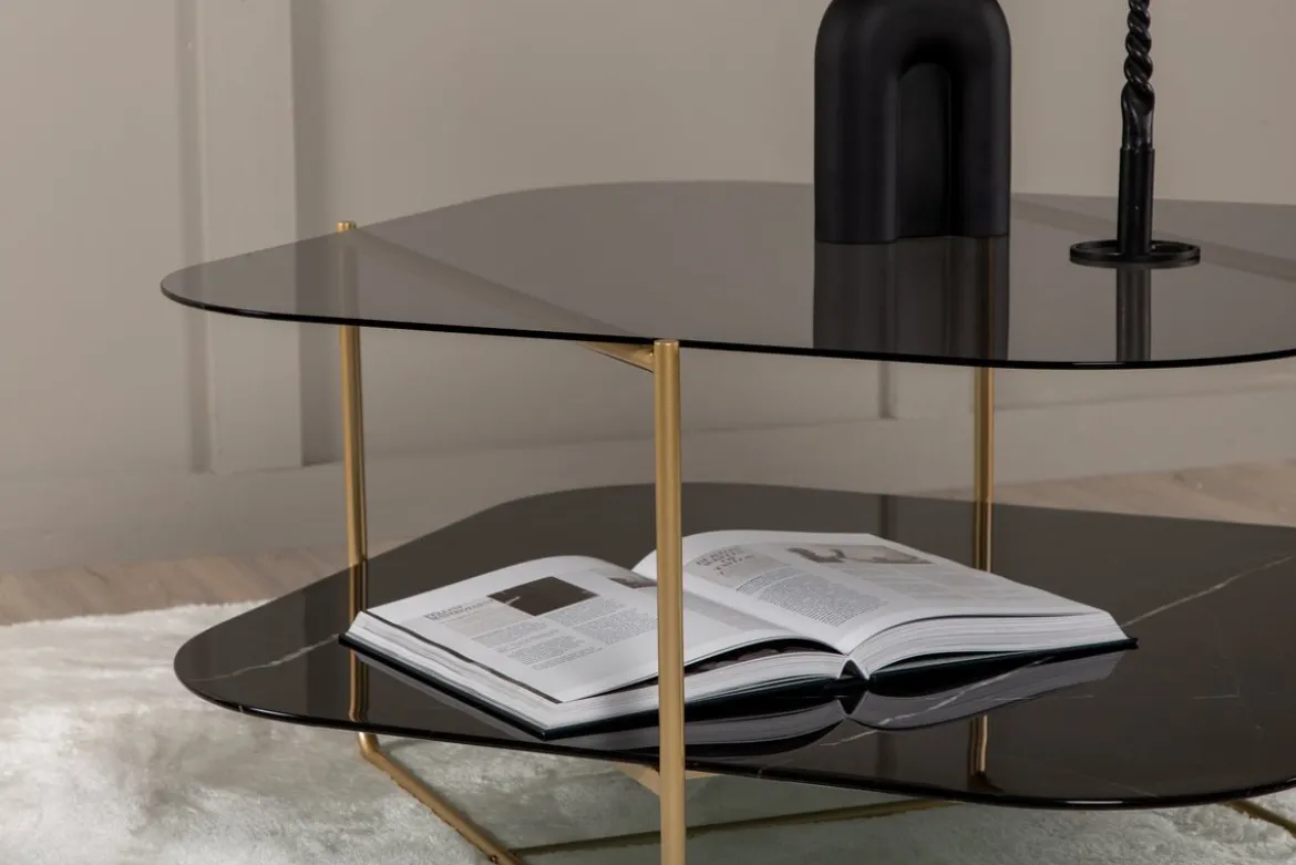 Couchtisch Torben - mit Glas- und Marmorplatte