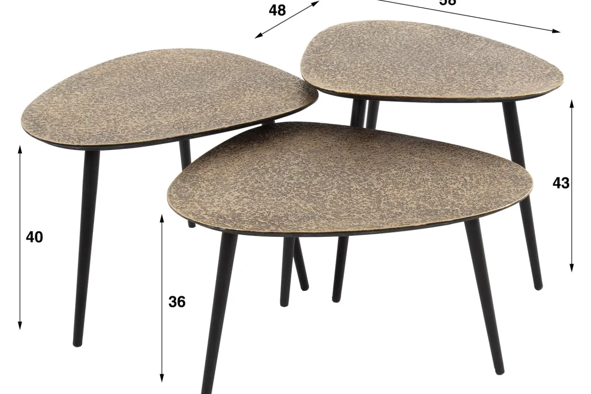 Couchtisch Umara - 3er Set in „Metallic“-Antikbronze/Gold im Dreieck-Design
