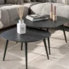 Couchtisch Virelle - 2er Set aus Melamin in Keramikoptik und einem Gestell aus Stahl