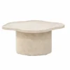 Couchtisch Zai - in Beige mit runder Form und Marmoroptik