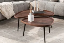 Couchtisch Zamira - 2er Set aus hochwertigem Akazienholz in braunem Finish