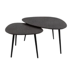 Couchtisch Zolara - 2er Set in Dreieck-Form in Metallic-Schwarz