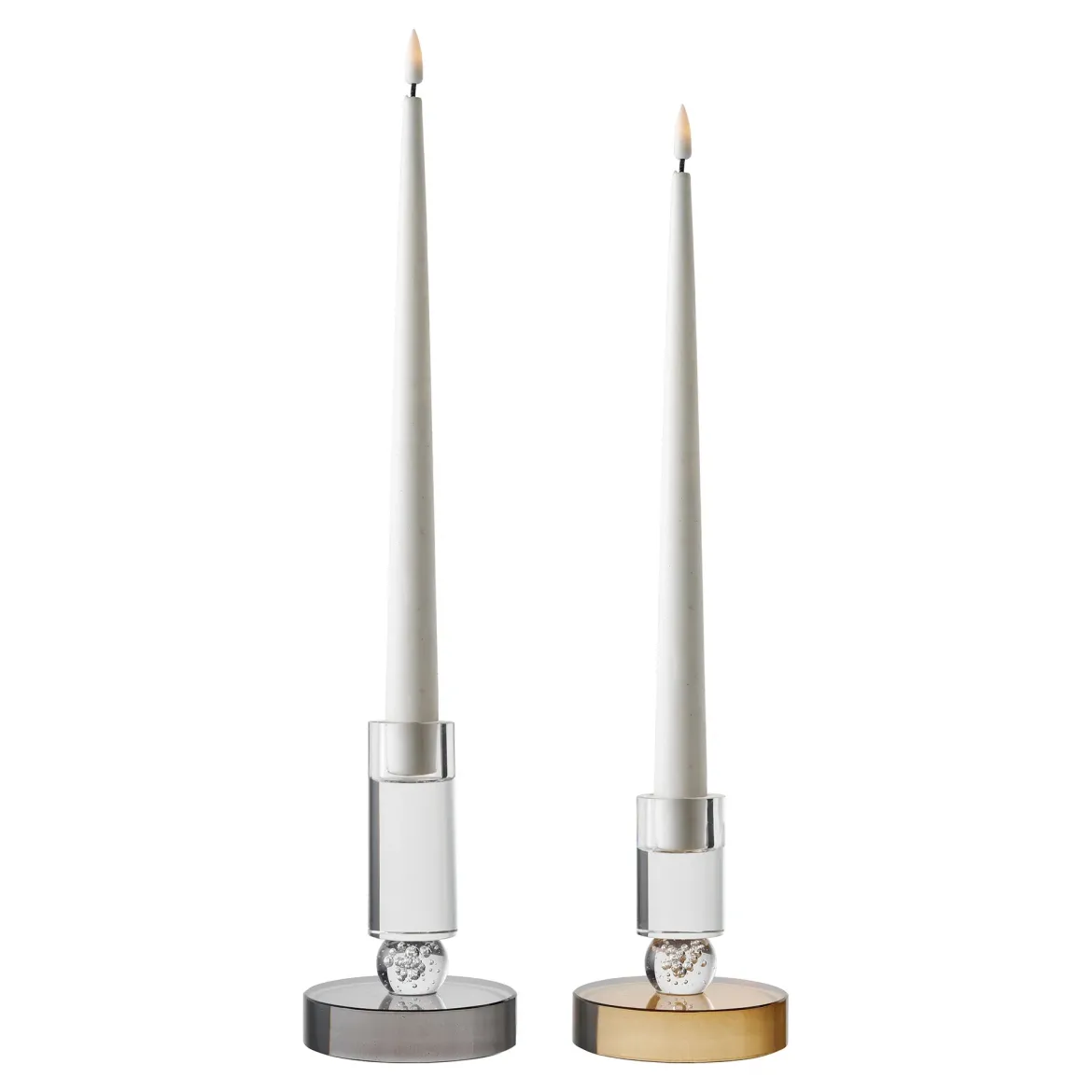 Cresto Kerzenhalter-Set (2-tlg.) – Grau & Braun aus Glas