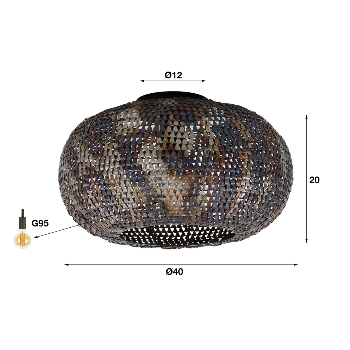 Deckenleuchte „Ferox“ – Metallleuchte in Schwarzbraun