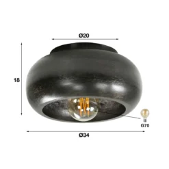 Deckenleuchte „Skylin“ – Metallleuchte in Schwarznickel