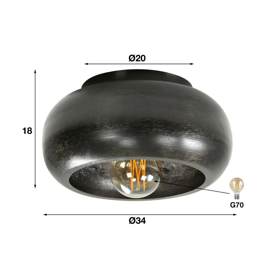 Deckenleuchte „Skylin“ – Metallleuchte in Schwarznickel