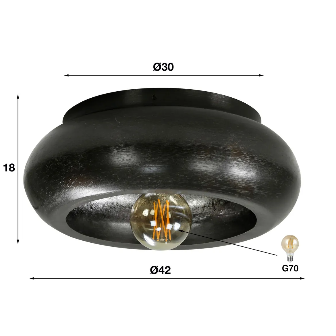 Deckenleuchte „Sky“ – Metallleuchte in Schwarznickel