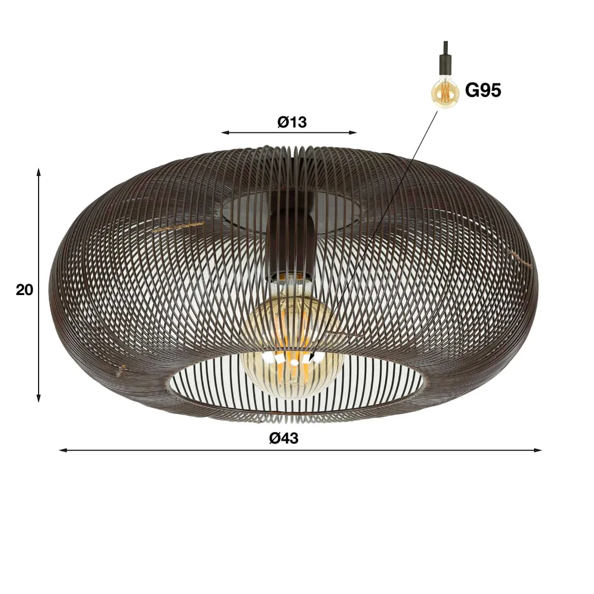 Deckenleuchte „Twira“ – Metallleuchte in Schwarznickel