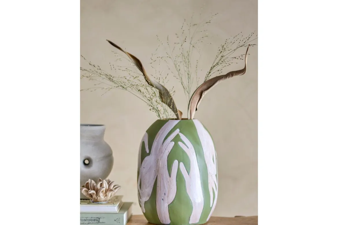 Deko-Vase „Lirena“ – Grünes Steingut
