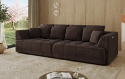 Designer Big Sofa Nuvo in Samt mit elektrischer Schlaffunktion
