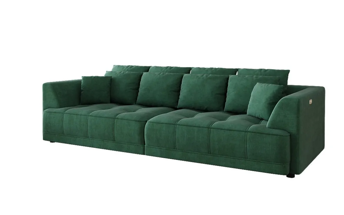 Designer Big Sofa Nuvo in Samt mit elektrischer Schlaffunktion