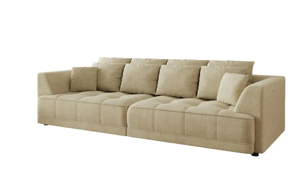 Designer Big Sofa Nuvo in Samt mit elektrischer Schlaffunktion