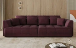 Designer Big Sofa Nuvo in Samt mit elektrischer Schlaffunktion