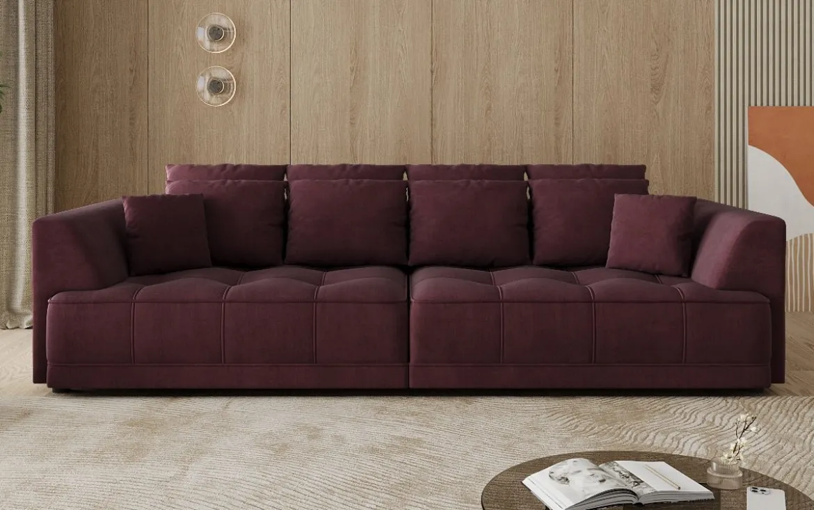 Designer Big Sofa Nuvo in Samt mit elektrischer Schlaffunktion