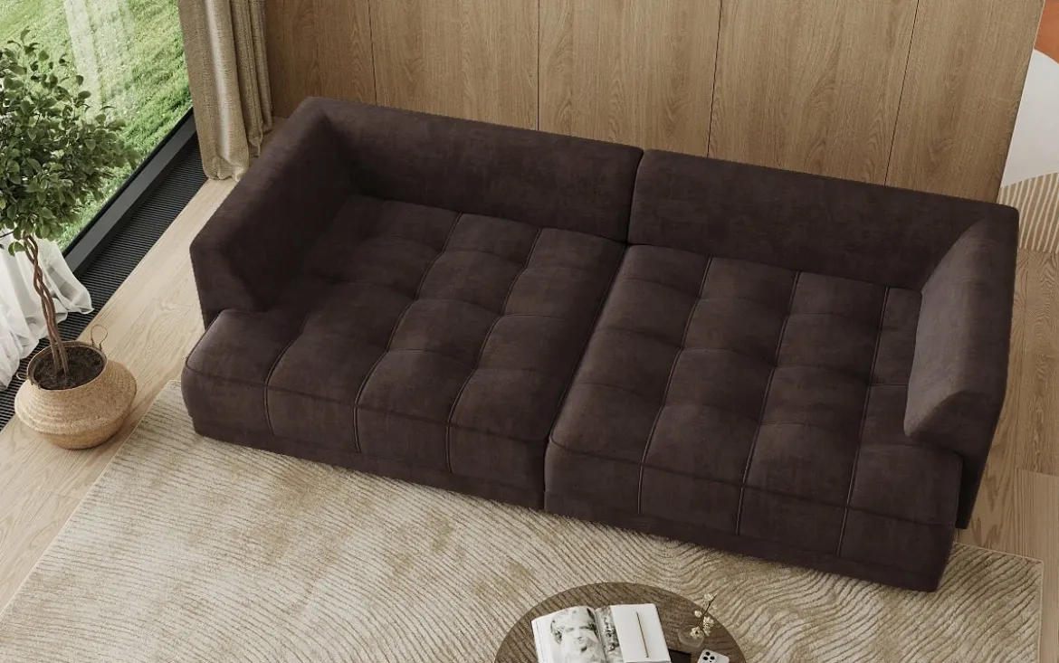 Designer Big Sofa Nuvo in Samt mit elektrischer Schlaffunktion