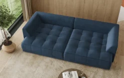 Designer Big Sofa Nuvo in Samt mit elektrischer Schlaffunktion