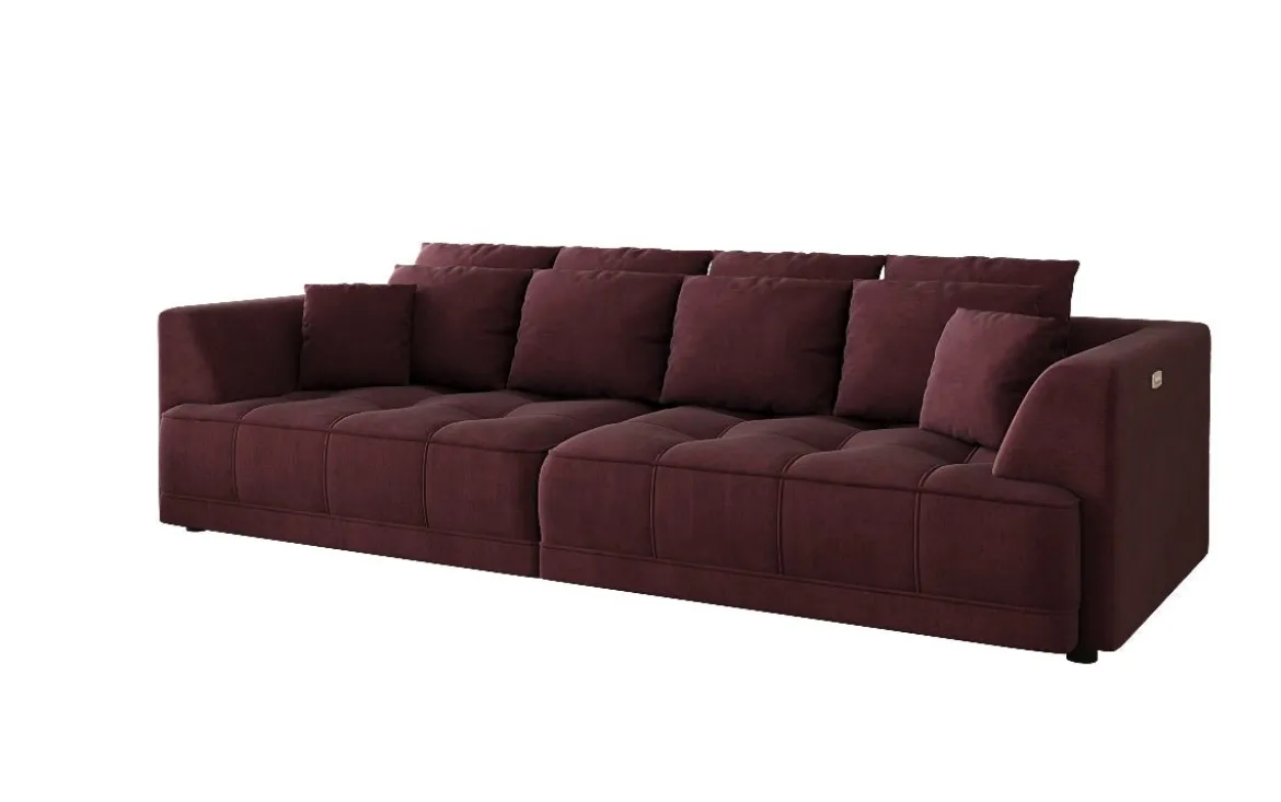 Designer Big Sofa Nuvo in Samt mit elektrischer Schlaffunktion