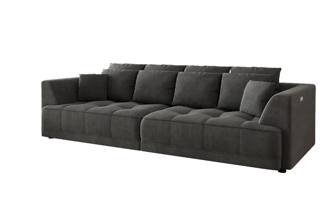 Designer Big Sofa Nuvo in Samt mit elektrischer Schlaffunktion