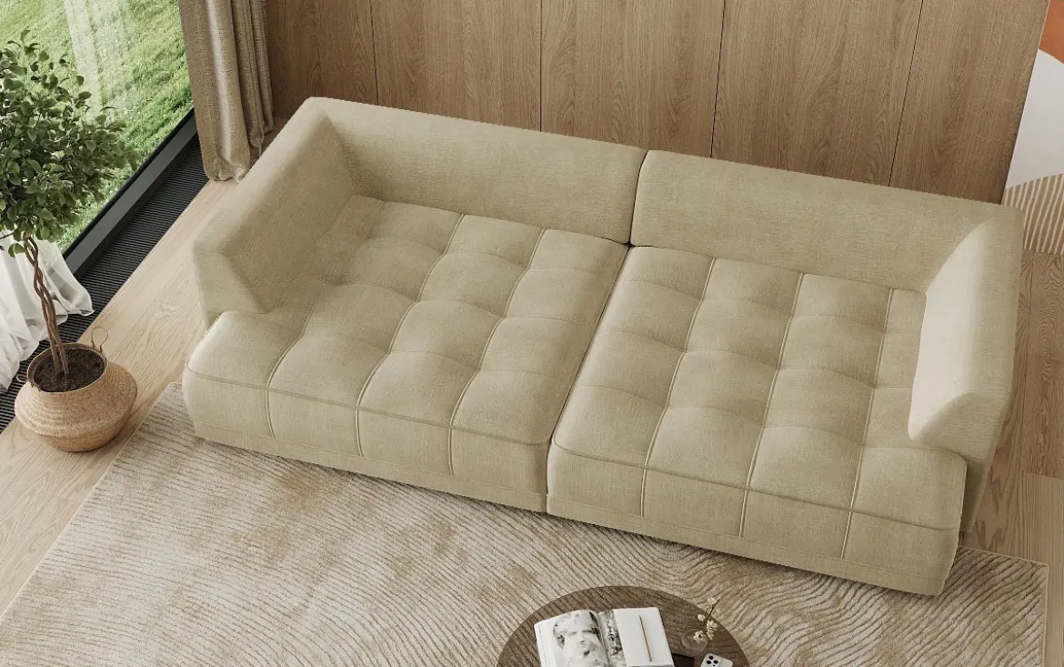 Designer Big Sofa Nuvo in Samt mit elektrischer Schlaffunktion