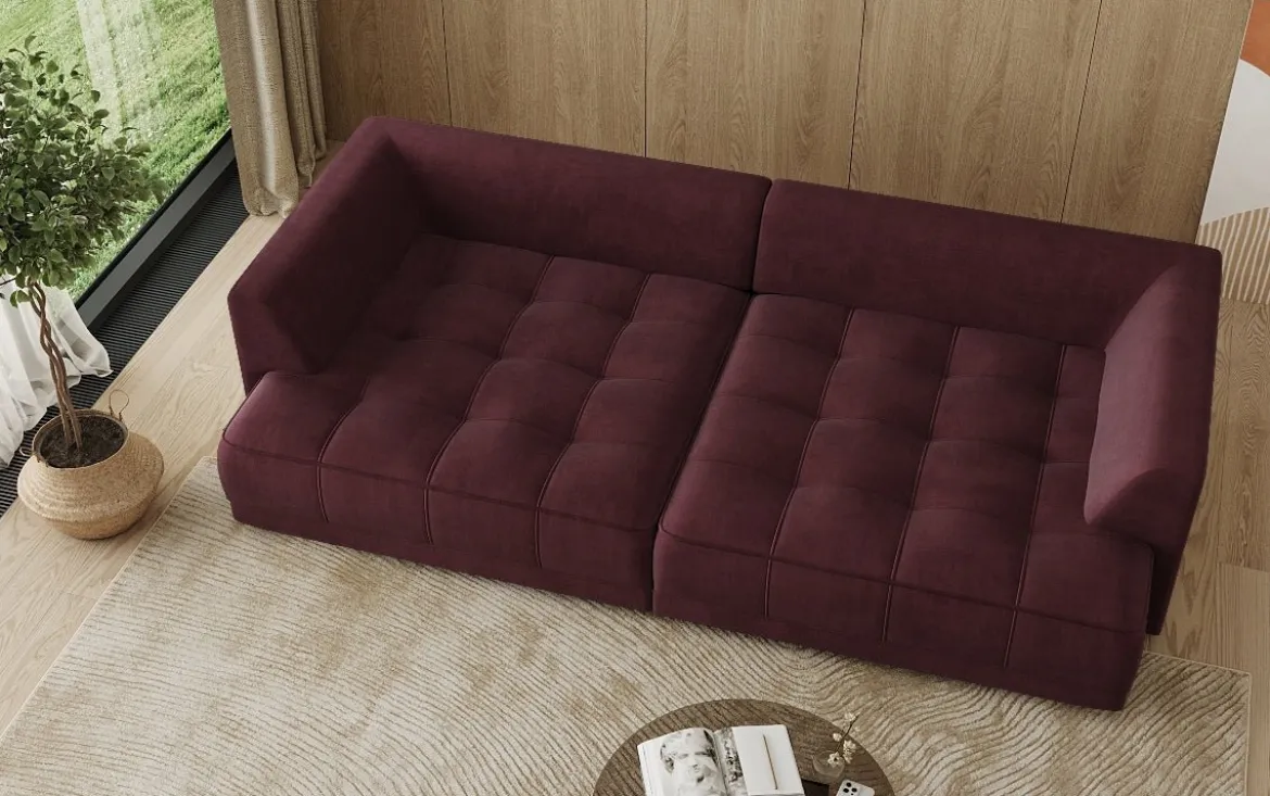 Designer Big Sofa Nuvo in Samt mit elektrischer Schlaffunktion
