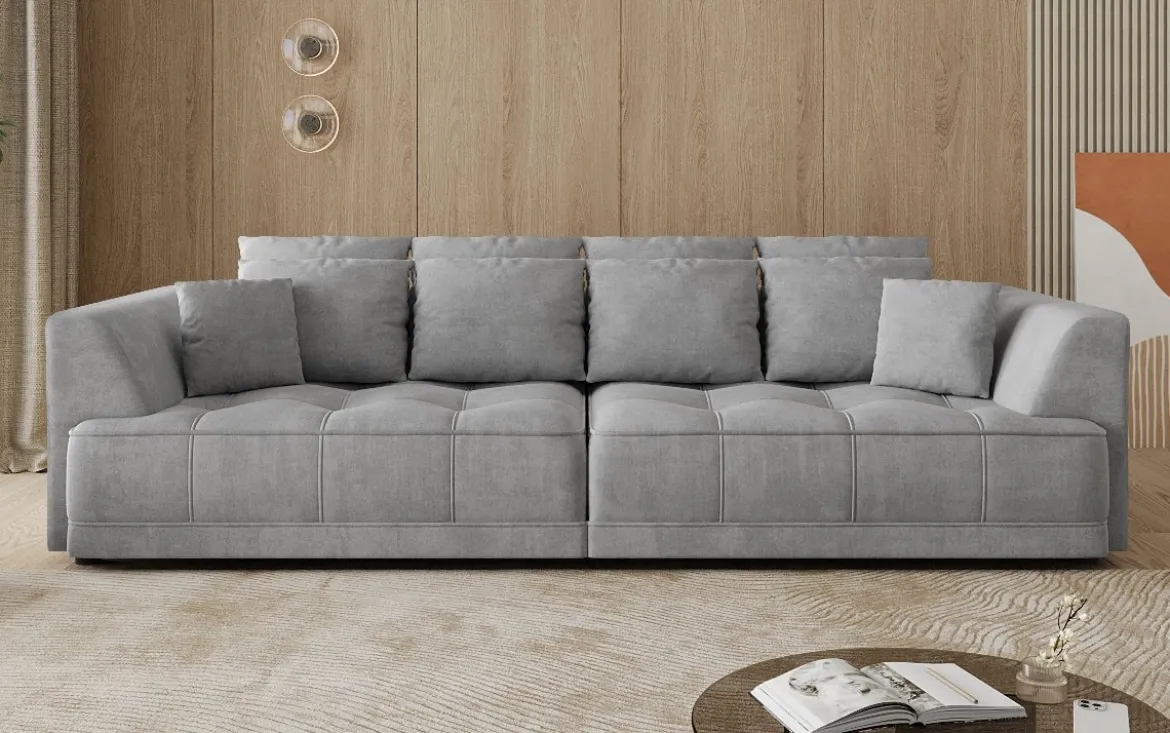 Designer Big Sofa Nuvo in Samt mit elektrischer Schlaffunktion