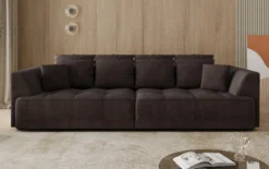Designer Big Sofa Nuvo in Samt mit elektrischer Schlaffunktion