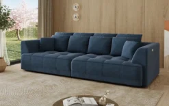 Designer Big Sofa Nuvo in Samt mit elektrischer Schlaffunktion