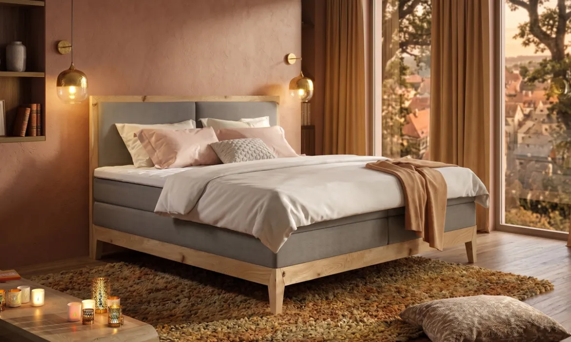 Designer Boxspringbett/Holzbett Ida aus massiver Eiche